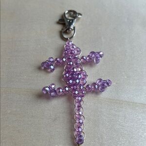 Purple Bead Lizard Keychain